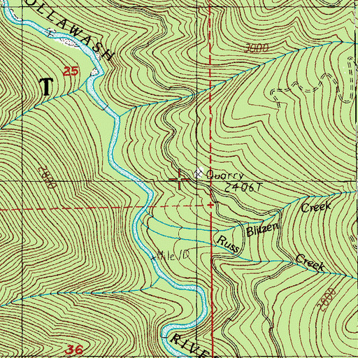 Topographic Map of Russ Creek Quarry, OR