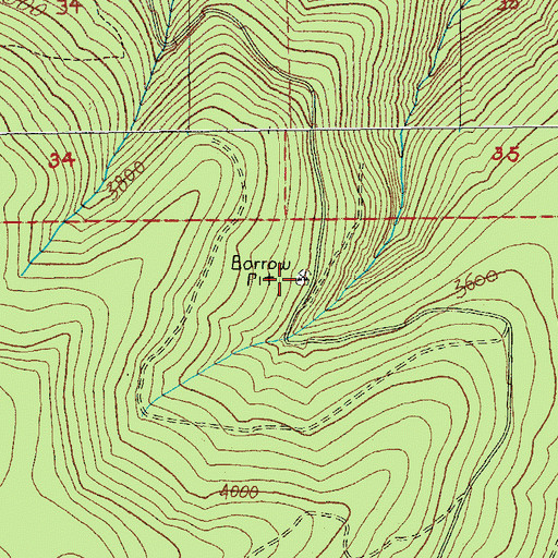 Topographic Map of June Creek Pit, OR