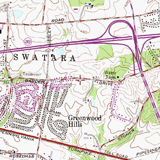 Topographic Map of Lower Swatara Township Police Department, PA