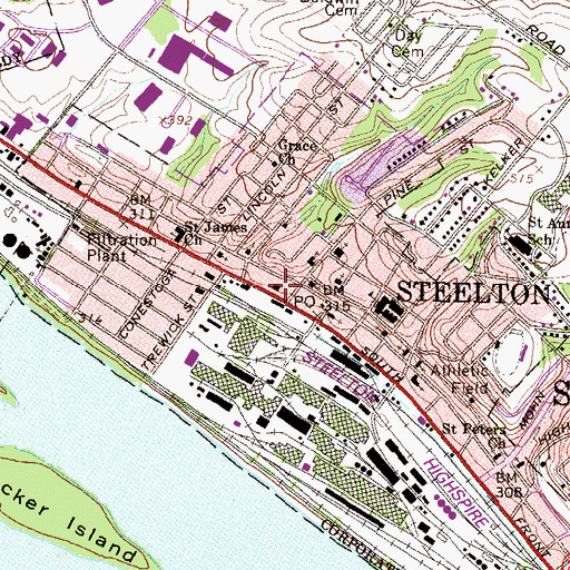 Topographic Map of Steelton Police Department, PA