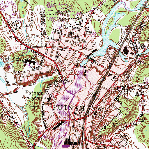 Topographic Map of Putnam Police Department, CT
