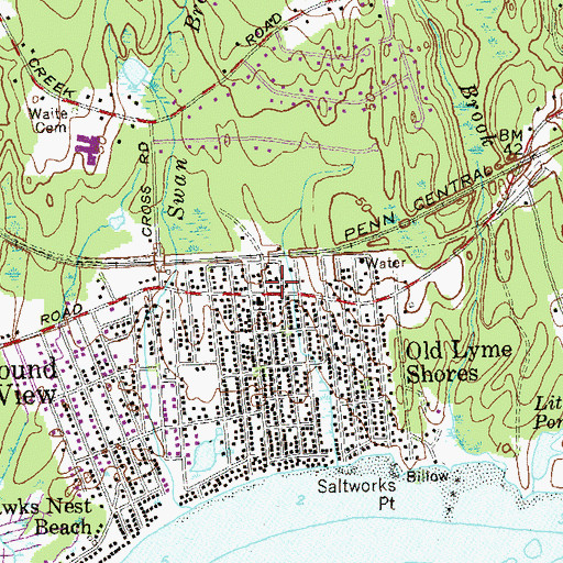 Topographic Map of Old Lyme Police Department, CT