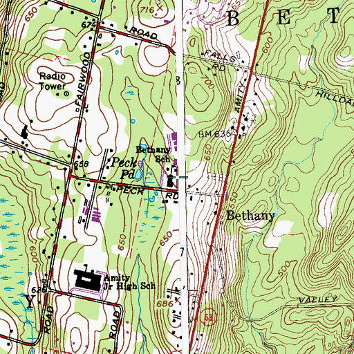 Topographic Map of Bethany Resident State Patrol Office, CT