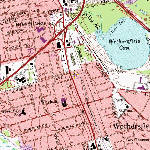 Topographic Map of Wethersfield Police Department, CT