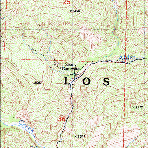 Topographic Map of Shady Camp, CA