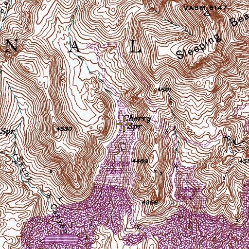 Topographic Map of Cherry Spring, AZ