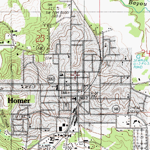Topographic Map of Claiborne Parish Sheriff's Office, LA