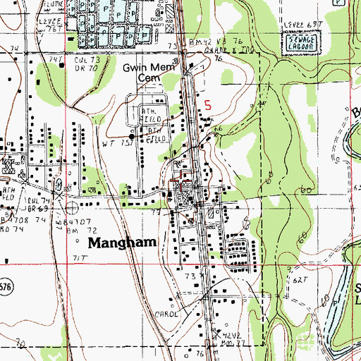 Topographic Map of Mangham Police Department, LA