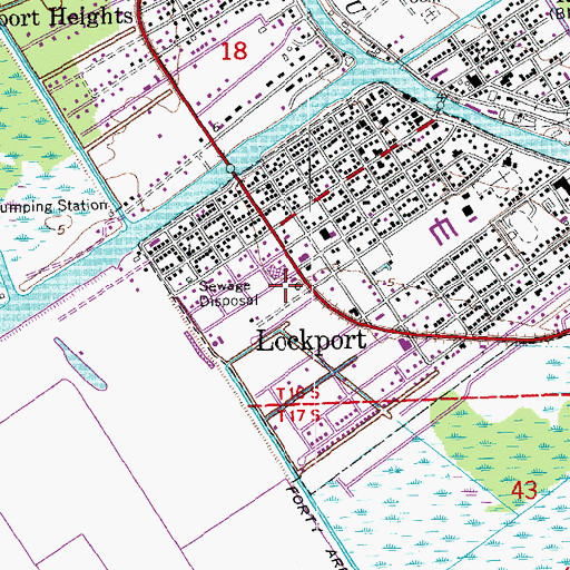 Topographic Map of Lockport Police Department, LA