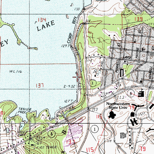 Topographic Map of Natchioches Police Department Sibley Lake Patrol, LA