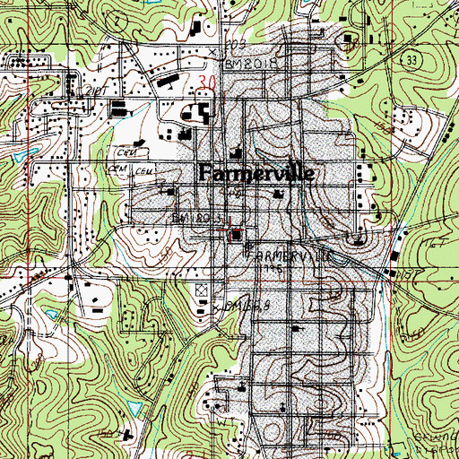Topographic Map of Union Parish Sheriff's Office, LA