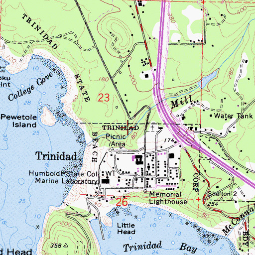 Topographic Map of Trinidad Cemetery, CA