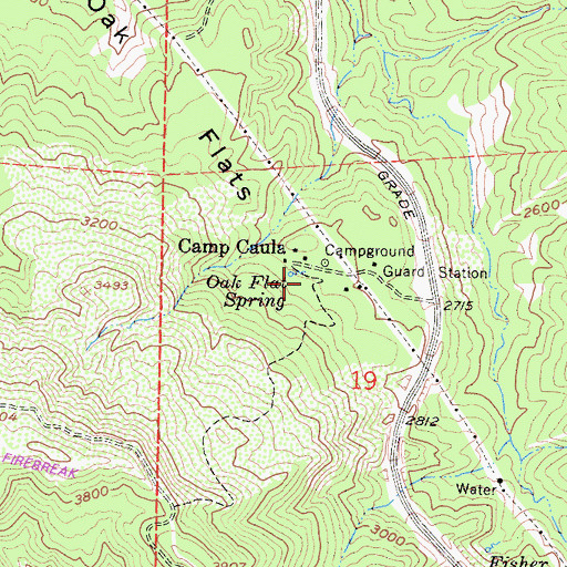 Topographic Map of Oak Flat Campground, CA