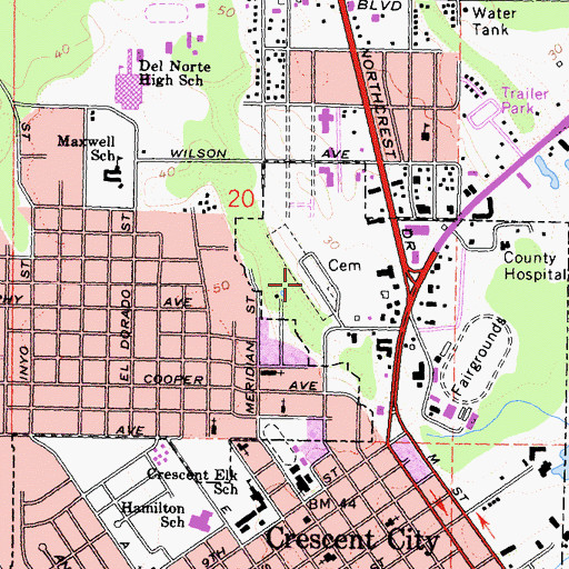 Topographic Map of Masonic Cemetery, CA