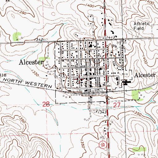 Topographic Map of Alcester Police Department, SD
