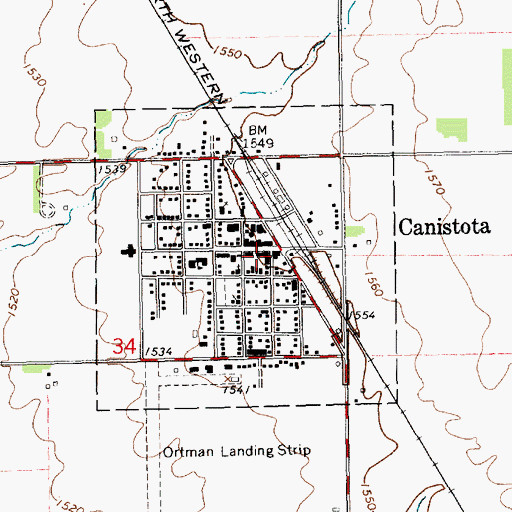 Topographic Map of Canistota City Police Department, SD