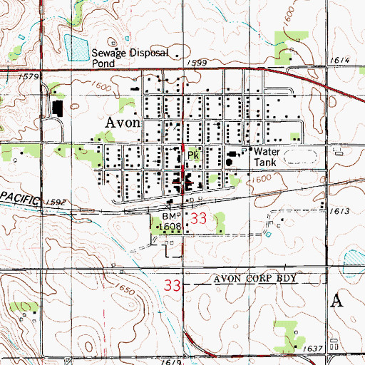Topographic Map of Avon Police Department, SD