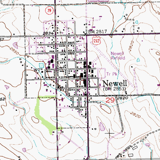 Topographic Map of Newell Police Department, SD