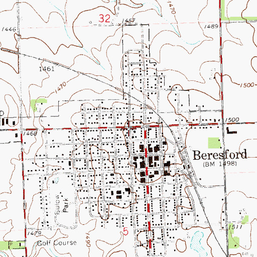 Topographic Map of Beresford Police Department, SD