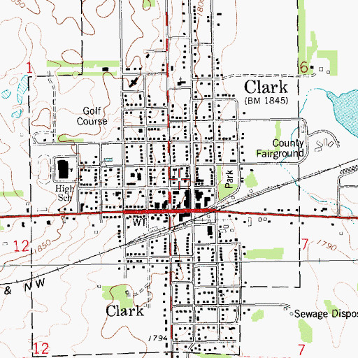Topographic Map of Clark County Sheriff's Office, SD
