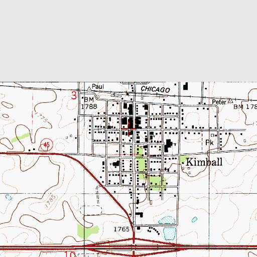 Topographic Map of Kimball Police Department, SD