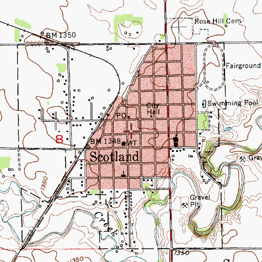 Topographic Map of Scotland Police Department, SD