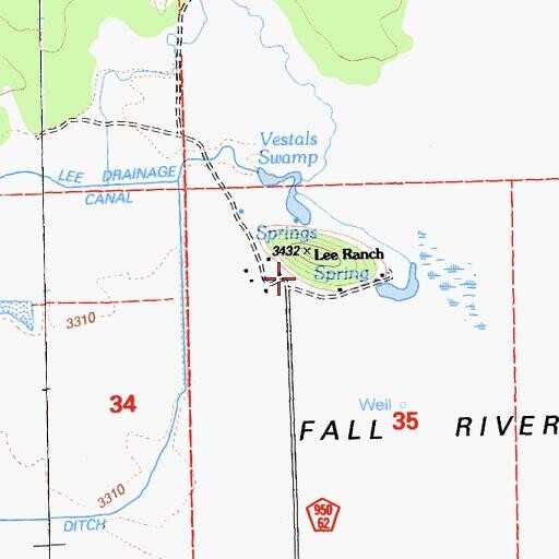 Topographic Map of Lee Ranch, CA
