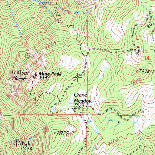 Topographic Map of Crane Meadow Camp, CA