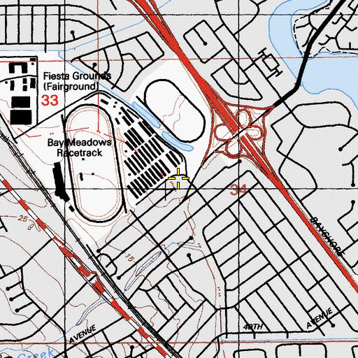 Topographic Map of San Mateo Police Department, CA