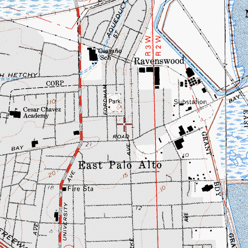 Topographic Map of East Palo Alto Police Department, CA