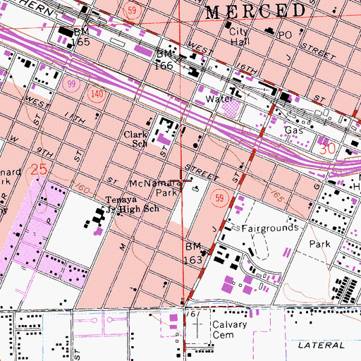 Topographic Map of Merced Police Department South Station, CA