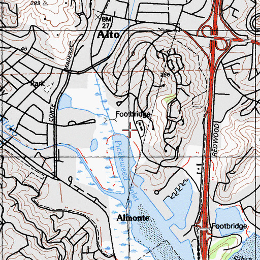 Topographic Map of Mill Valley Police Department, CA