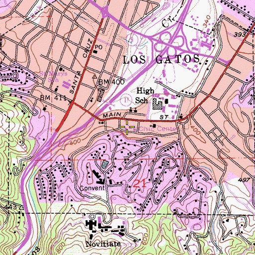 Topographic Map of Los Gatos - Monte Sereno Police Department, CA