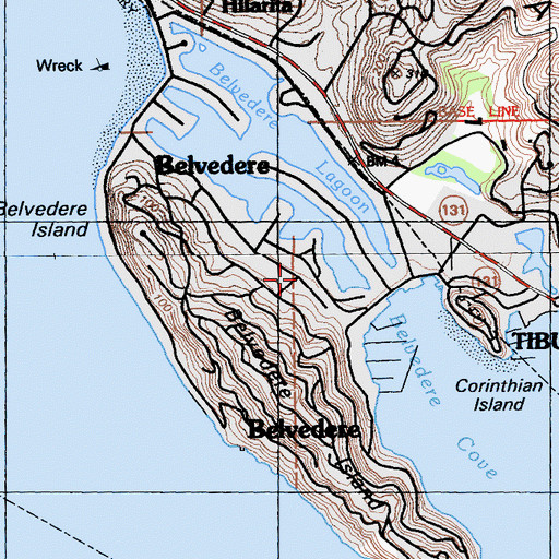 Topographic Map of Belvedere Police Department, CA