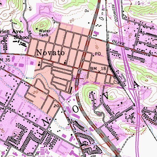 Topographic Map of Novato Police Department, CA