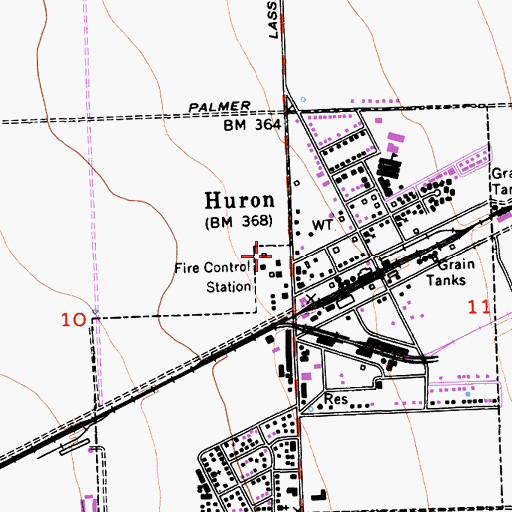 Topographic Map of Huron Police Department, CA