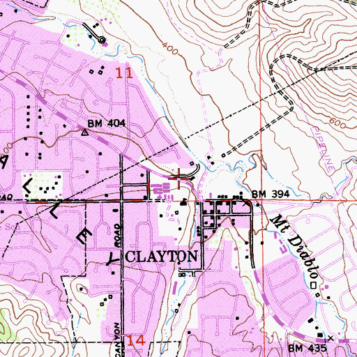 Topographic Map of Clayton Police Department, CA