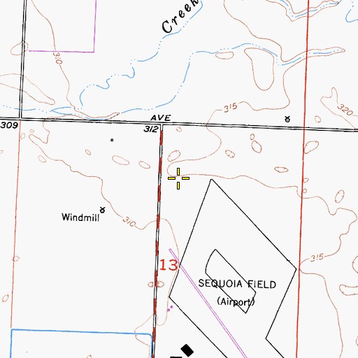 Topographic Map of Tulare County Sheriff's Office, CA