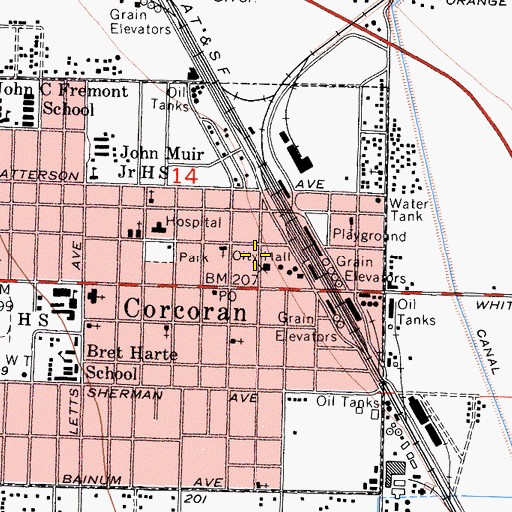 Topographic Map of Kings County Sheriff's Office Corcoran Substation, CA