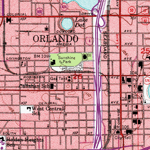 Topographic Map of Florida Department of Law Enforcement Orlando Regional Operations Center, FL