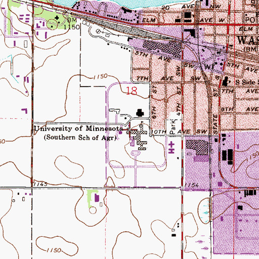 Topographic Map of Federal Correctional Institution Waseca, MN