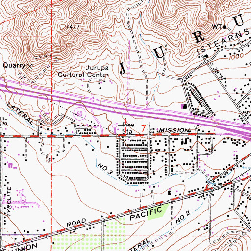 Topographic Map of Riverside County Sheriff's Department - Jurupa Valley, CA
