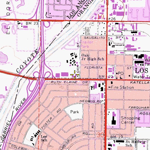 Topographic Map of Los Alamitos Police Department, CA