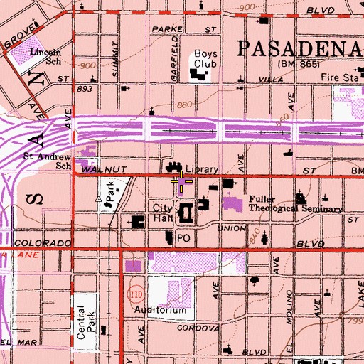 Topographic Map of Los Angeles County Sheriff's Department - Court Services Division, CA