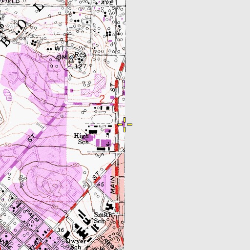 Topographic Map of Huntington Beach Police Department, CA