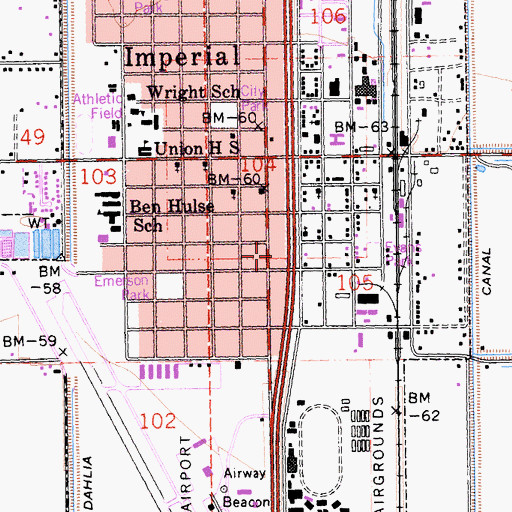 Topographic Map of Imperial Police Department, CA