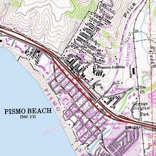 Topographic Map of Pismo Beach Police Department, CA