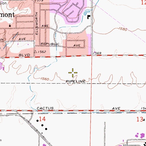 Topographic Map of Riverside County Sheriff's Department - Moreno Valley, CA