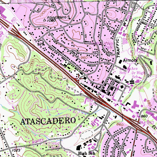 Topographic Map of Atascadero Police Department, CA