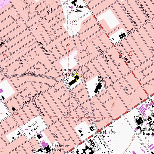 Topographic Map of Riverside Police Department - California Square Police Center, CA